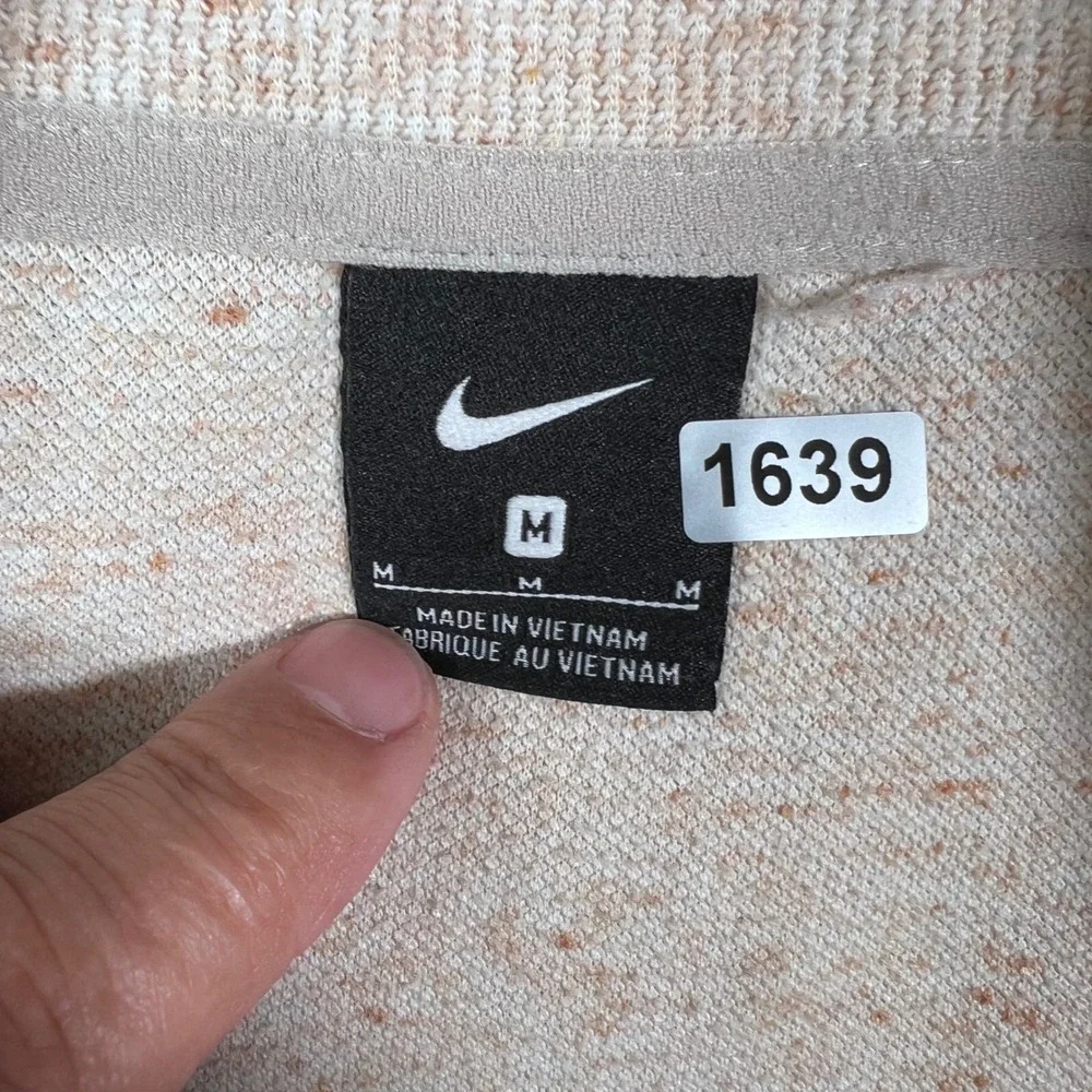 Nike Mens Quarter Zip Pullover Oatmeal Beige Heather Space Dye Sweatshirt Medium
